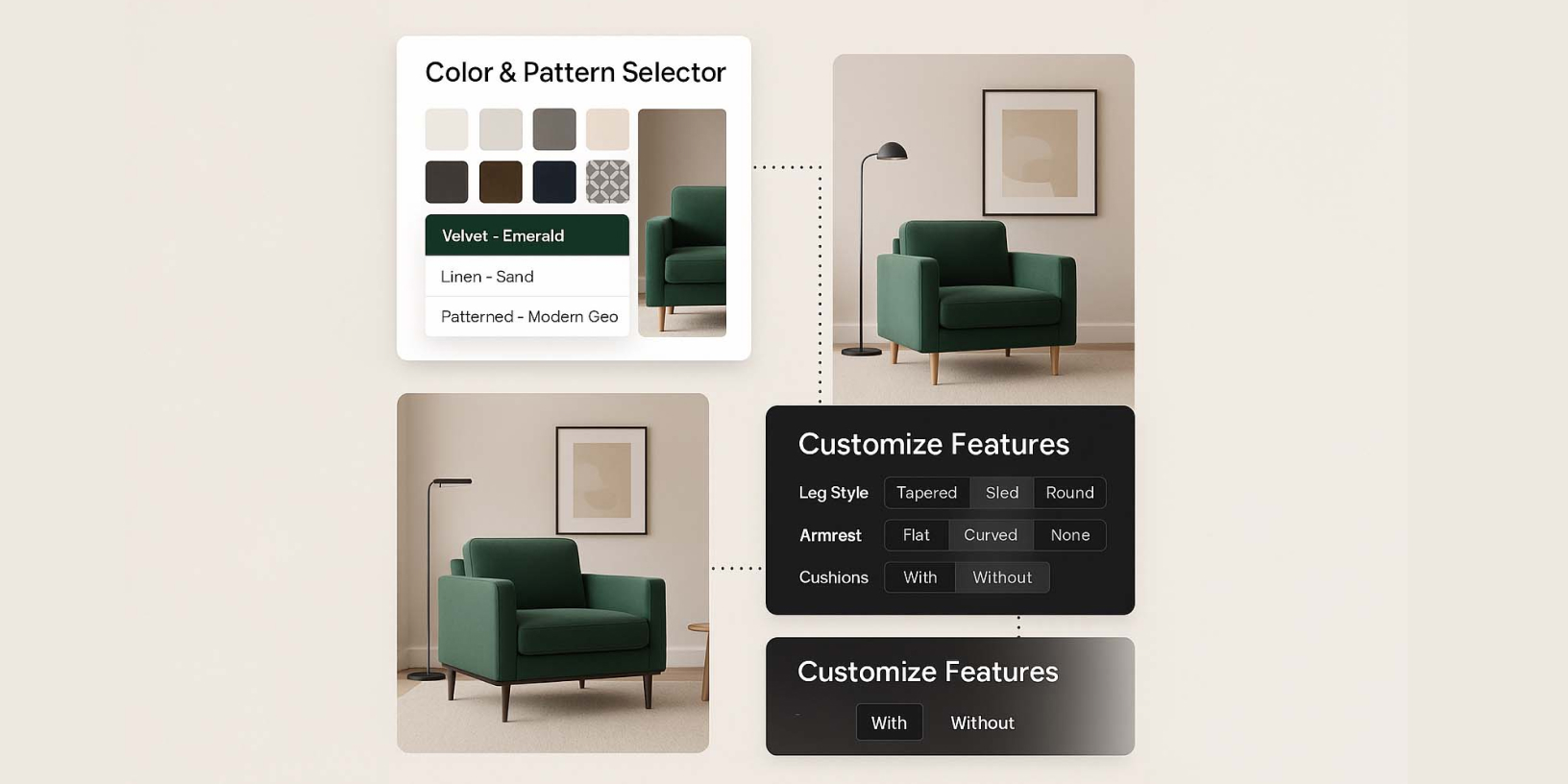 Interactive 3D model of wooden chair